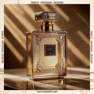 Crystal-Adorned Gold Luxury Perfume Bottle
