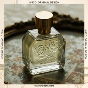 Frosted Glass Perfume Bottle With Embossed Pattern