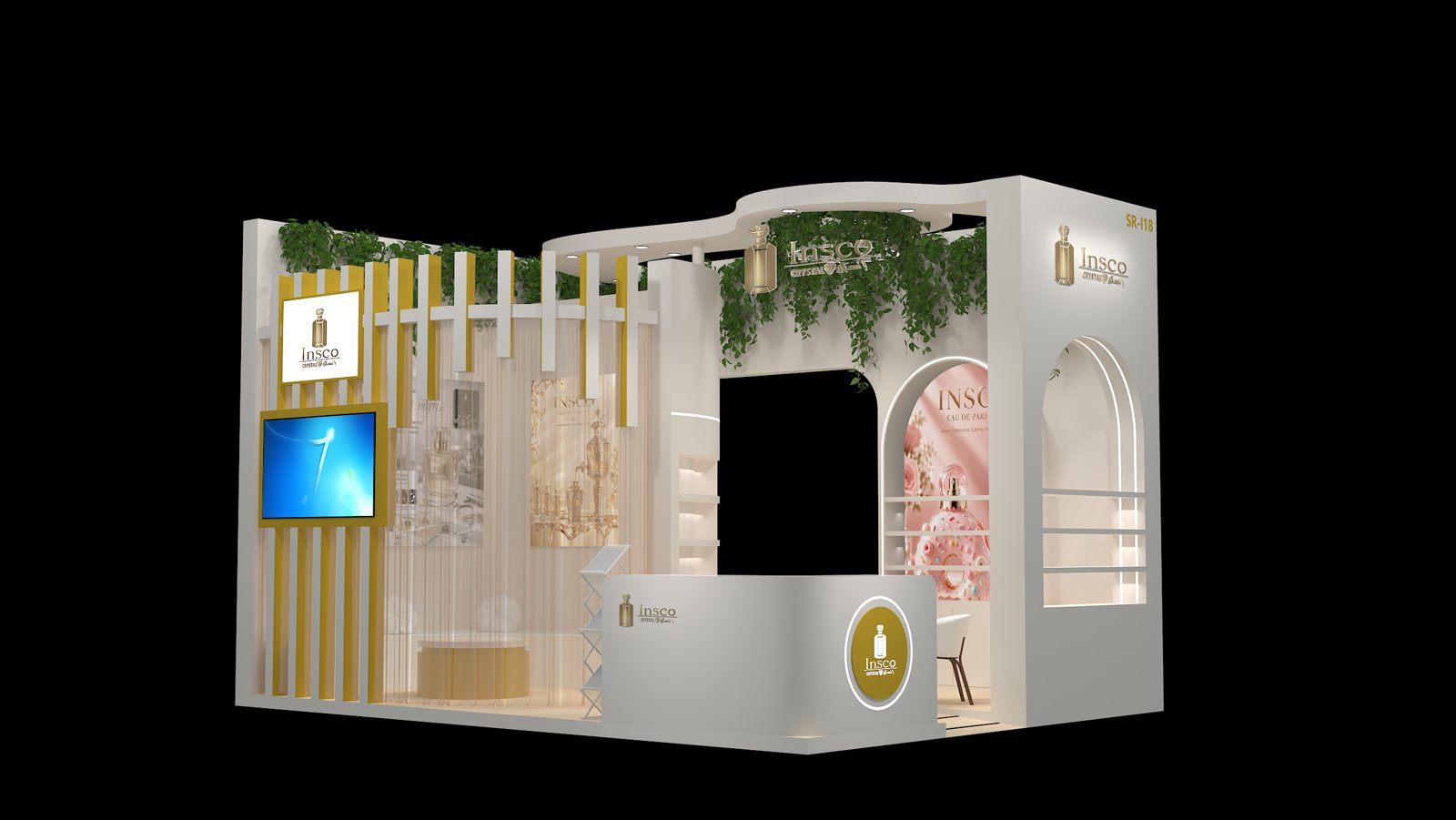 INSCO exhibition booth SR-i18 design rendering for Beautyworld Middle East 2026 in Dubai